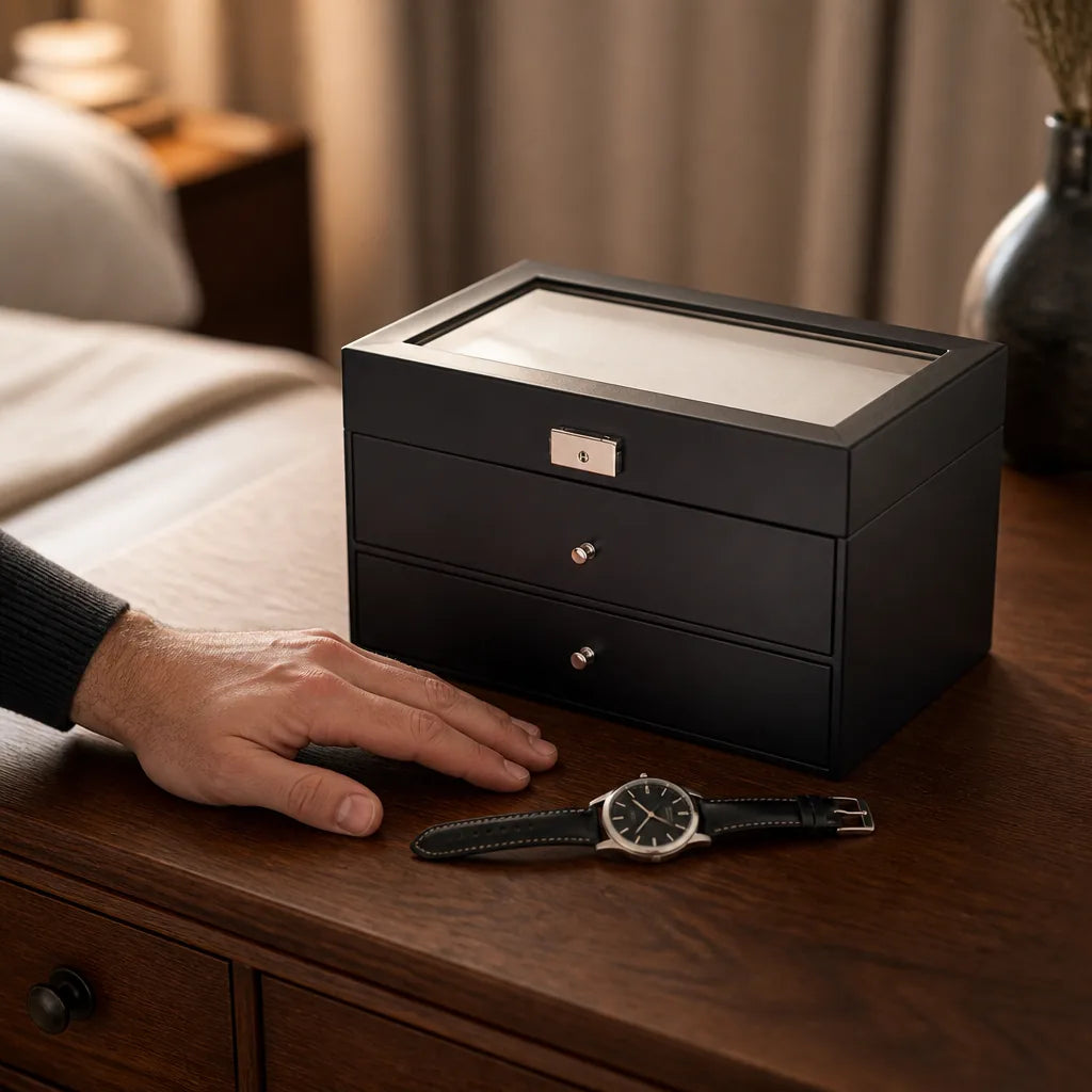 boite-rangement-montres-noire-laque
