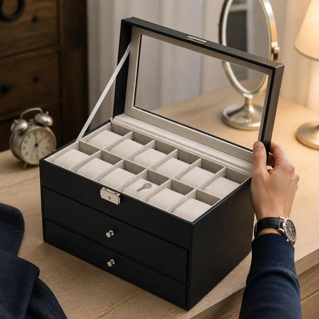 boite-rangement-montres-noire-laque